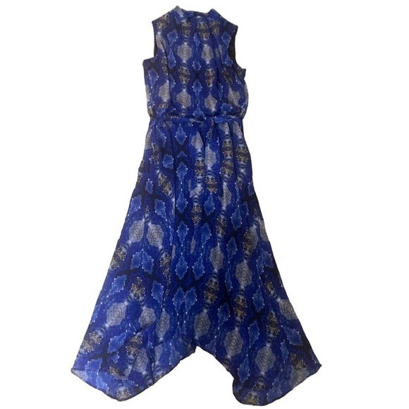 Calvin Klein New With Tags Blue Snakeskin-Print Belted Midi Dress Size 4 - Picture 6 of 15